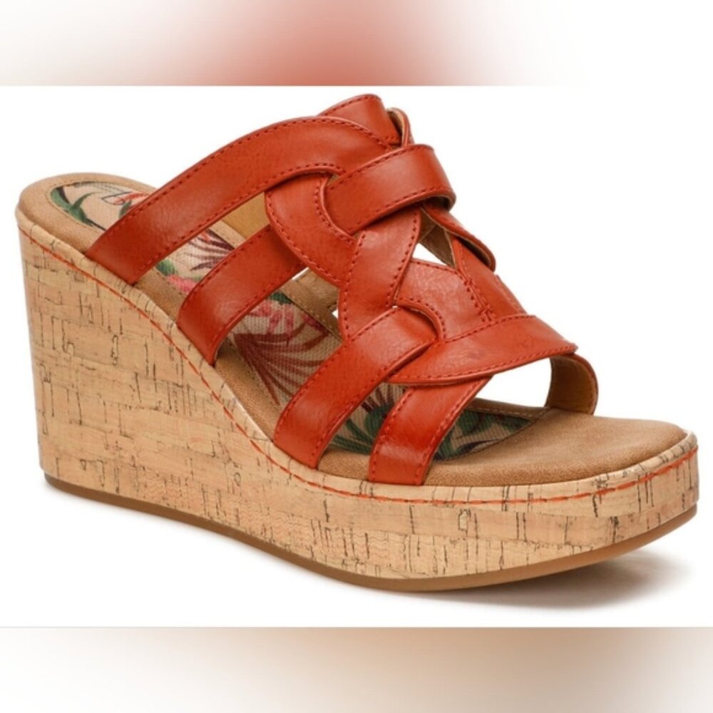 Born Cora Open Toe Wedge Sandals Shoes Faux Leather Espadrille Size 10 Boho